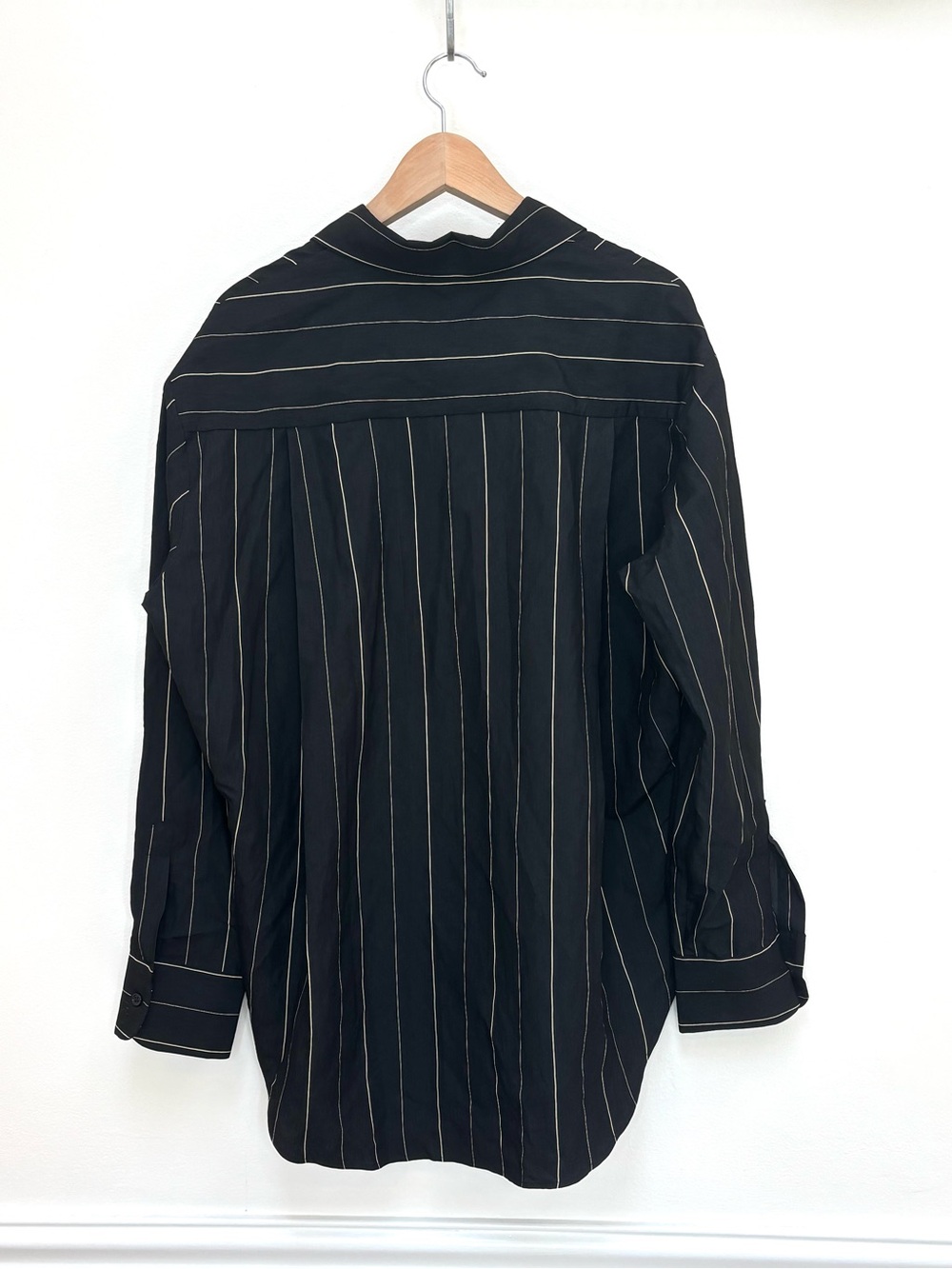 The Frankie Shop Lui Fluid Striped Button Down Shirt Black Beige Size Large - Picture 6 of 12